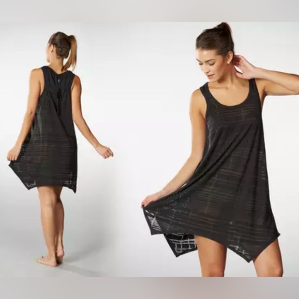 Neesha Athleisure Tank Dress Size S/M Black Sharkbite Hem Swim Coverup Cover